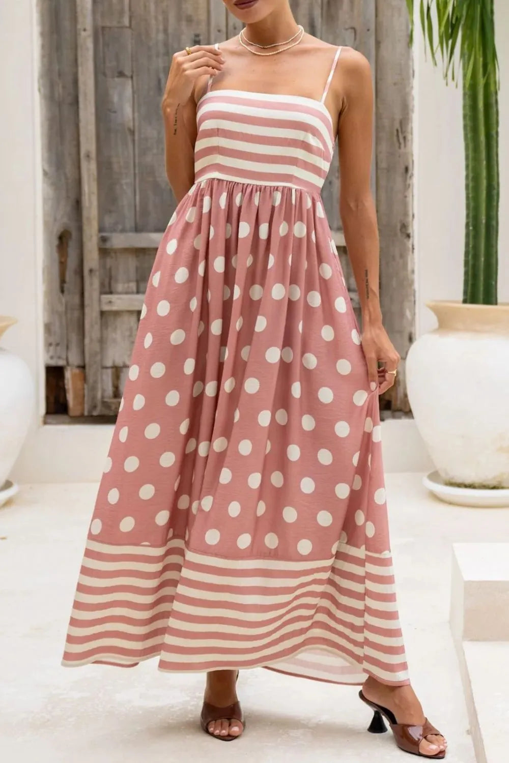 Polka Dot Square Neck Cami Dress - Blushé Belle