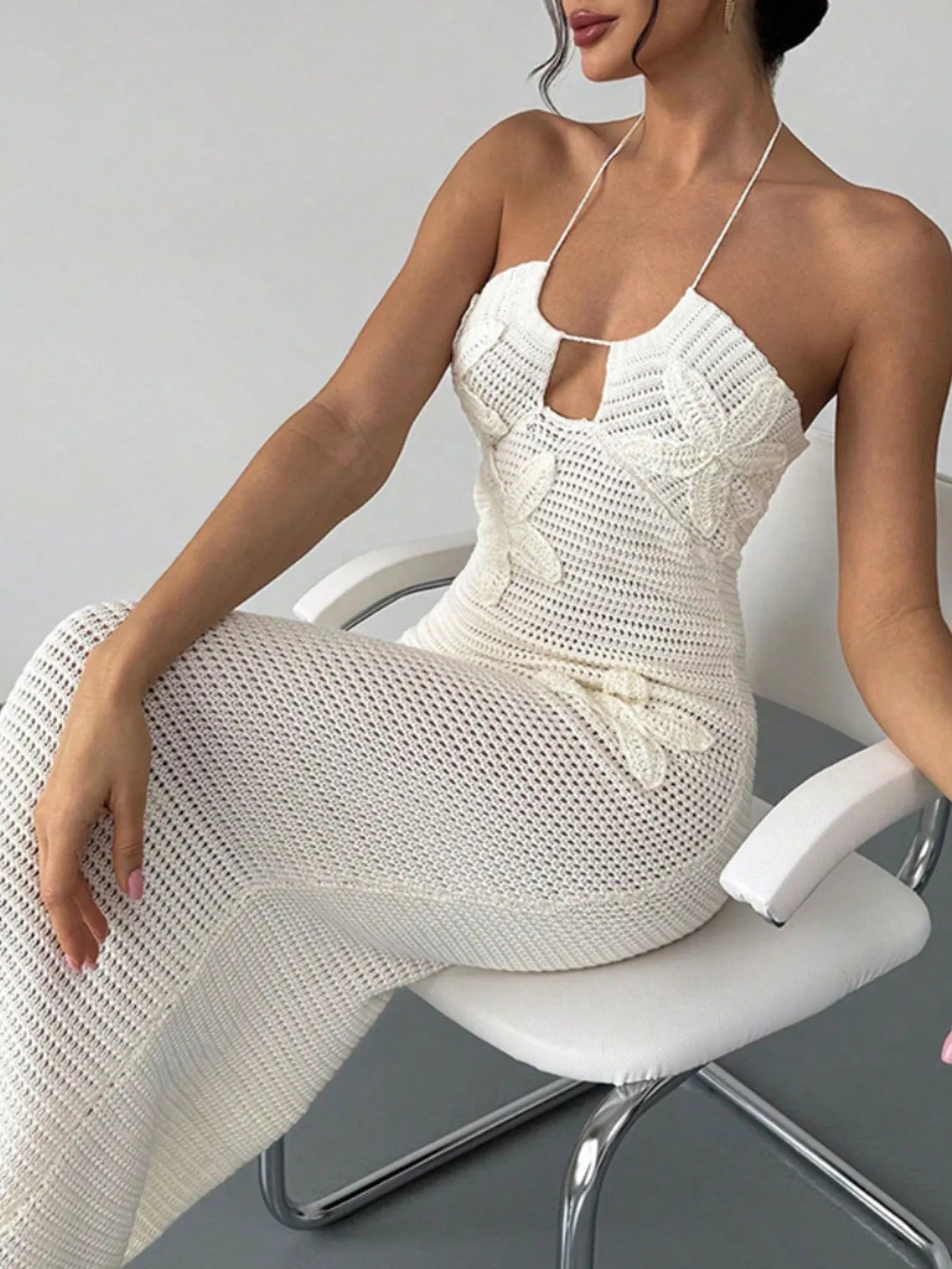 Crochet Backless Midi Knit Dress - Blushé Belle