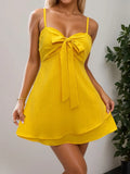 Layered Sweetheart Neck Bow Front Mini Cami Dress - Blushé Belle