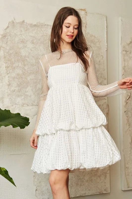 Davi & Dani Checker Print Side Pockets Textured Mini Dress - Blushé Belle