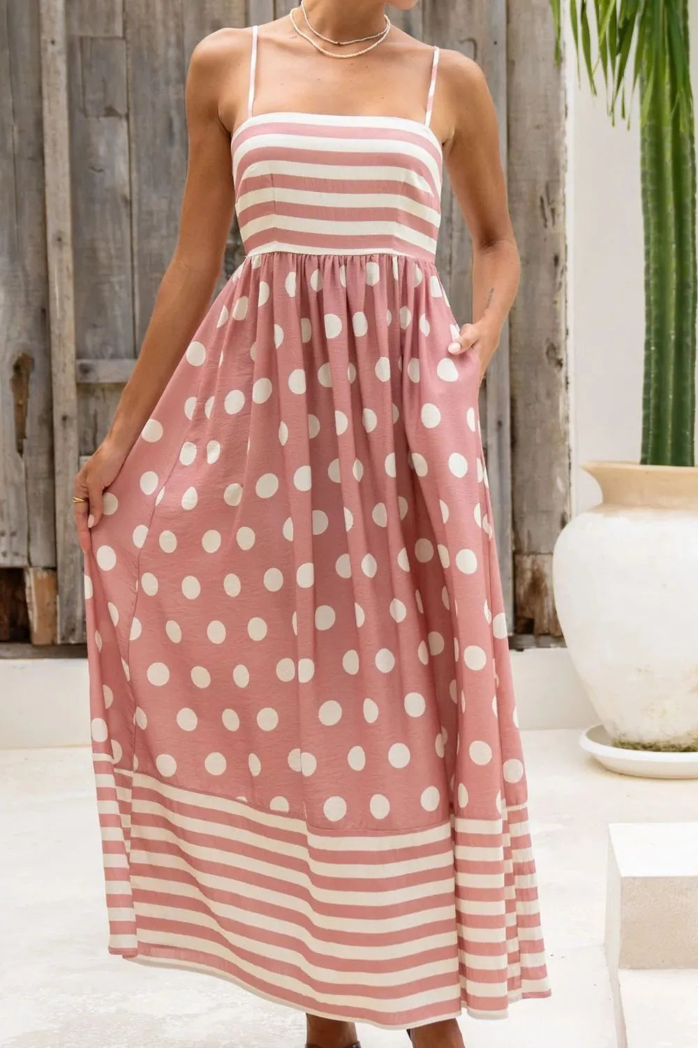 Polka Dot Square Neck Cami Dress - Blushé Belle