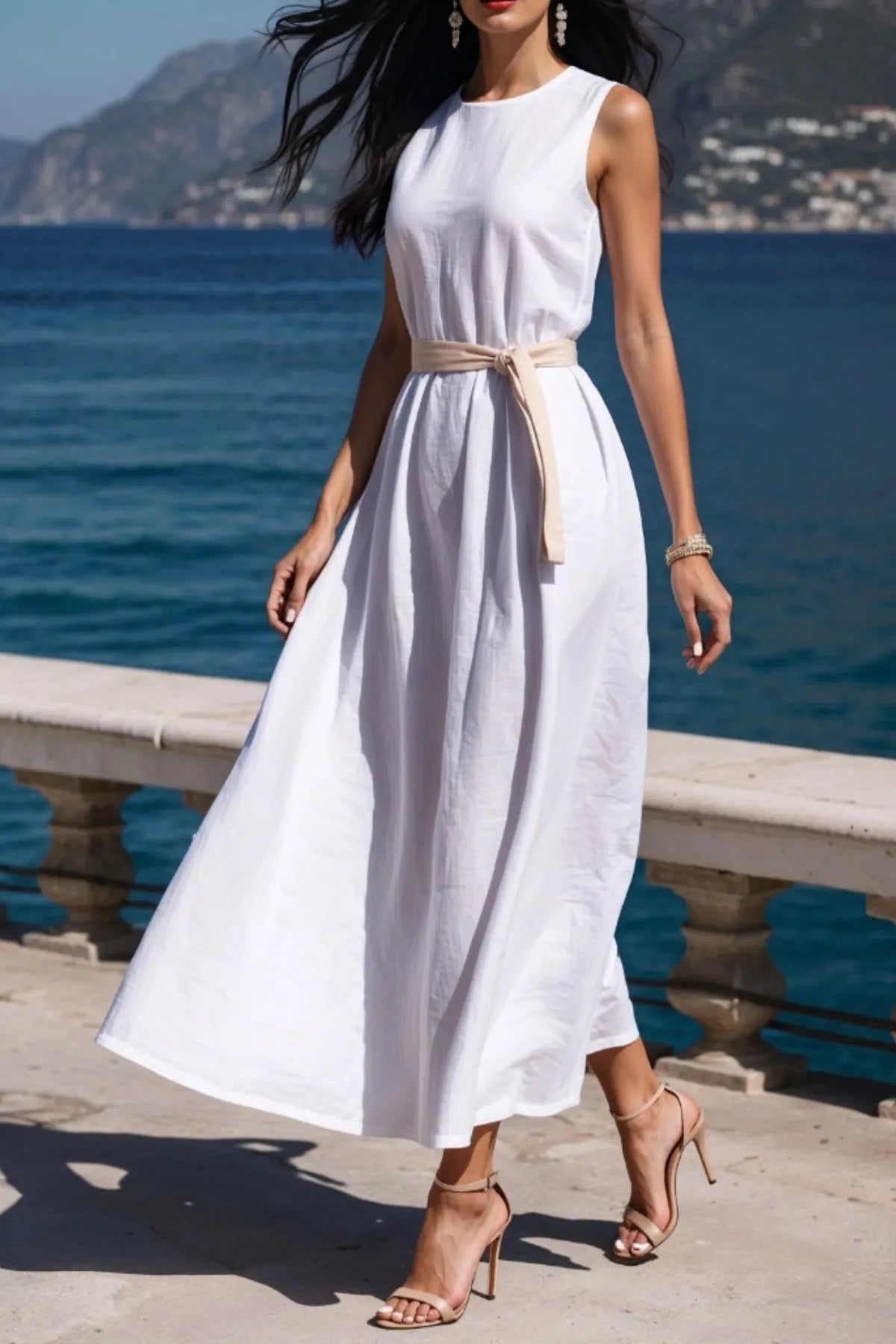 Round Neck Sleeveless Midi Dress - Blushé Belle