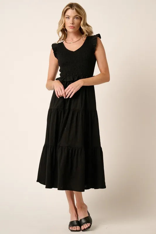 Mittoshop Smocked Ruffled Tiered Midi Dress - Blushé Belle