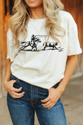 Western Rodeo Graphic Round Neck T Shirt - Blushé Belle