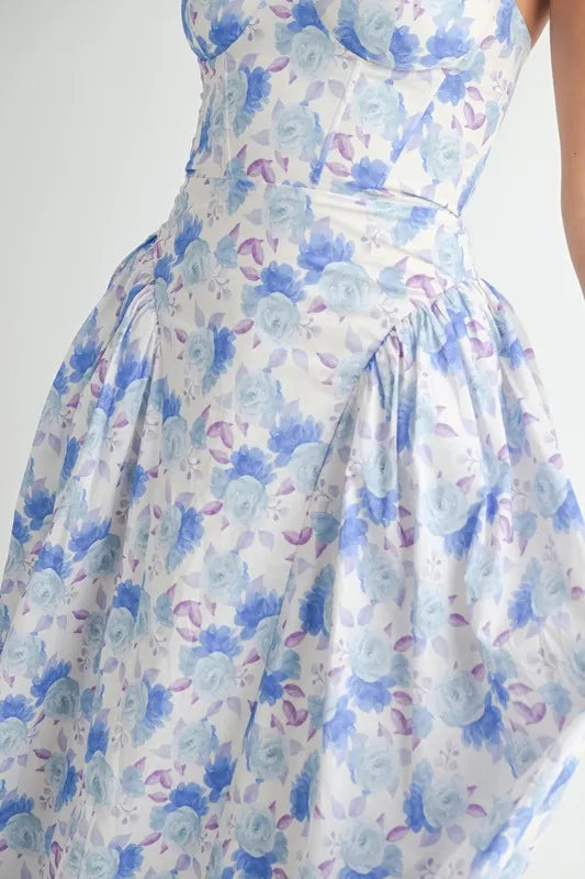 MABLE Sweetheart Neckline Floral Printed Midi Dress - Blushé Belle