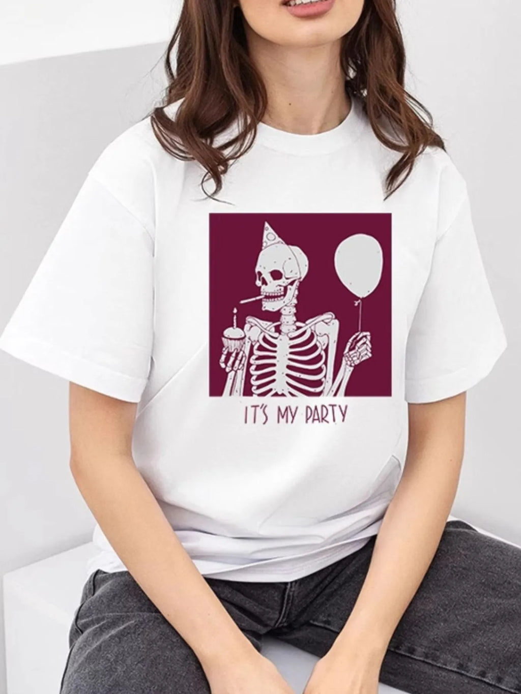 Plus Size Graphic Round Neck Half Sleeve T-Shirt - Blushé Belle
