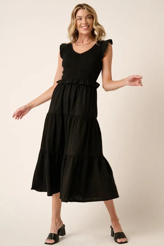 Mittoshop Smocked Ruffled Tiered Midi Dress - Blushé Belle