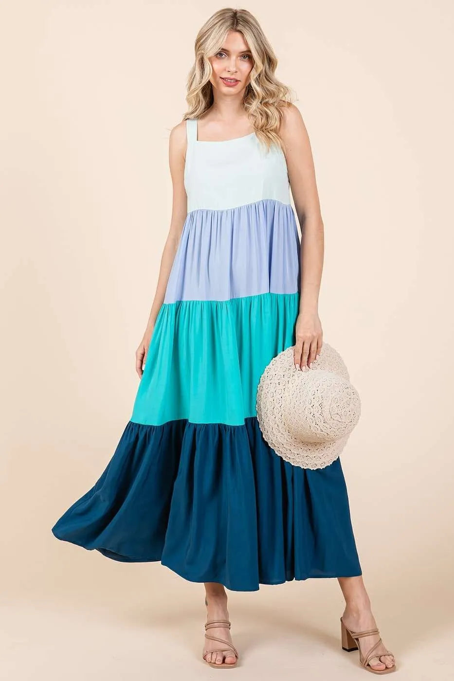 Mittoshop Color Block Tiered Pull-On Maxi Dress - Blushé Belle