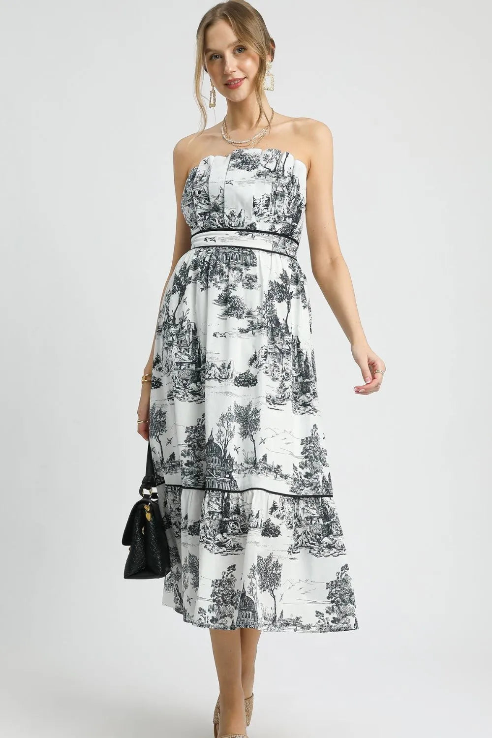 Umgee Printed Tiered Tube Midi Dress - Blushé Belle