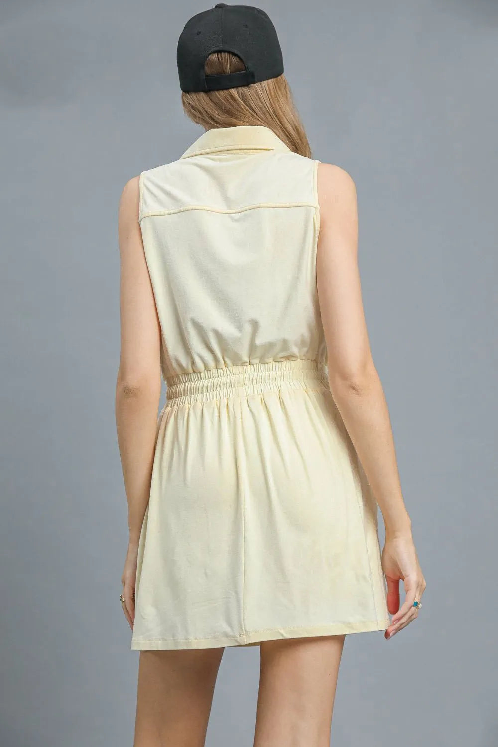 Umgee Zip Front Drawstring Waist Sleeveless Dress - Blushé Belle
