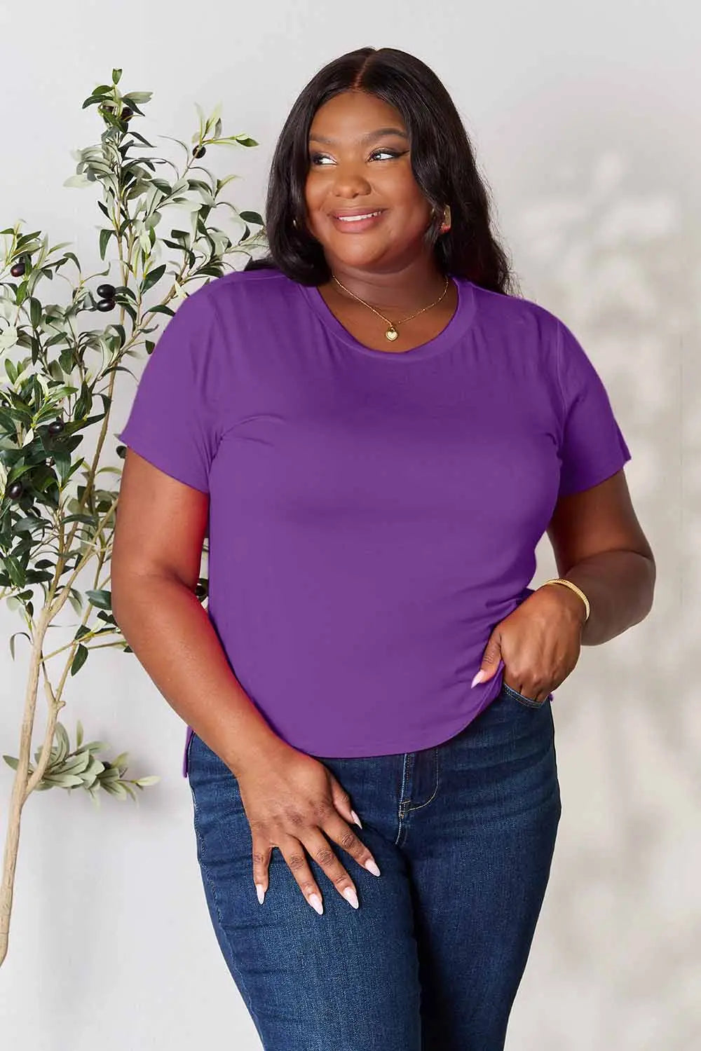 Basic Bae Full Size Round Neck Short Sleeve T-Shirt - Blushé Belle