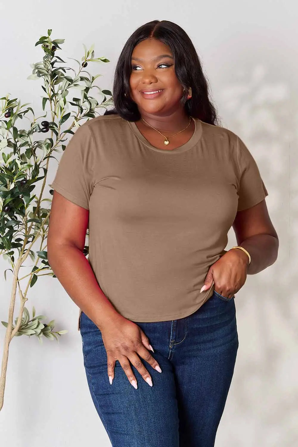 Basic Bae Full Size Round Neck Short Sleeve T-Shirt - Blushé Belle