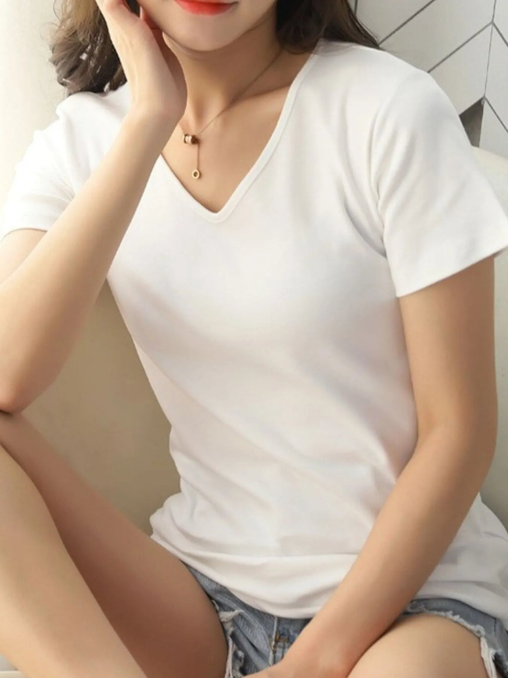V-Neck Short Sleeve T-Shirt - Blushé Belle