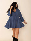 Cutout Johnny Collar Long Sleeve Mini Dress - Blushé Belle