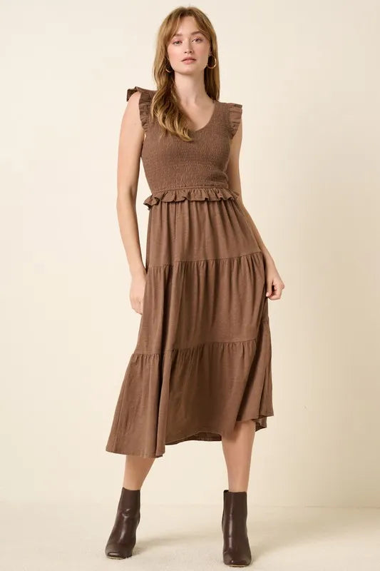 Mittoshop Smocked Ruffled Tiered Midi Dress - Blushé Belle