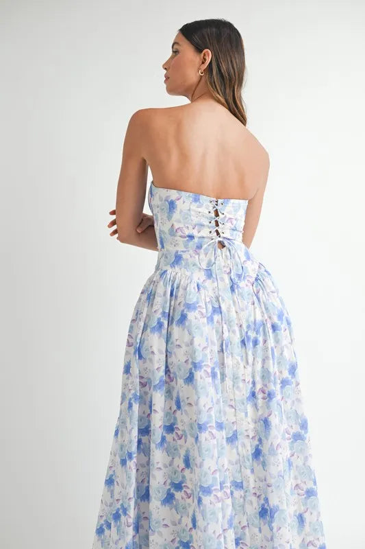 MABLE Sweetheart Neckline Floral Printed Midi Dress - Blushé Belle