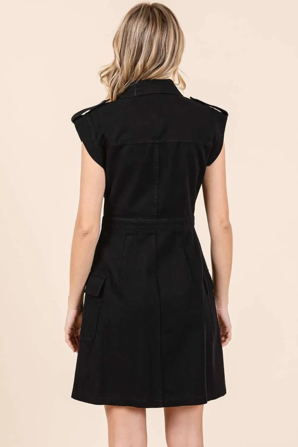 Mittoshop Cargo Pocket Half Button Mini Dress - Blushé Belle