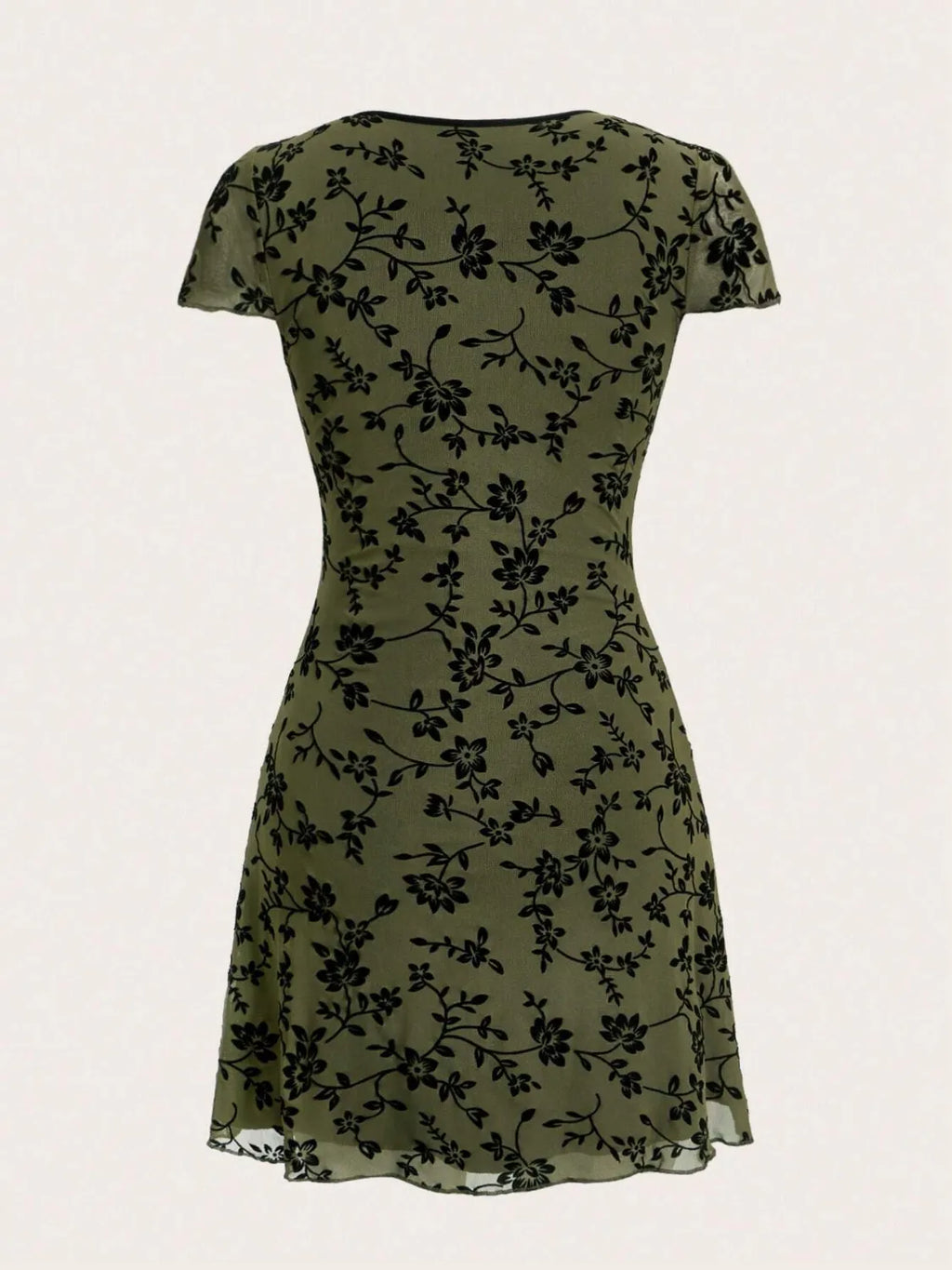 Printed V-Neck Short Sleeve Mini Dress - Blushé Belle