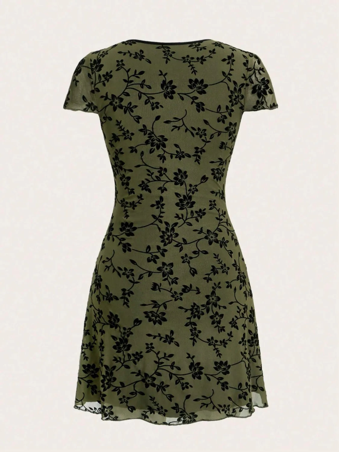 Printed V-Neck Short Sleeve Mini Dress - Blushé Belle