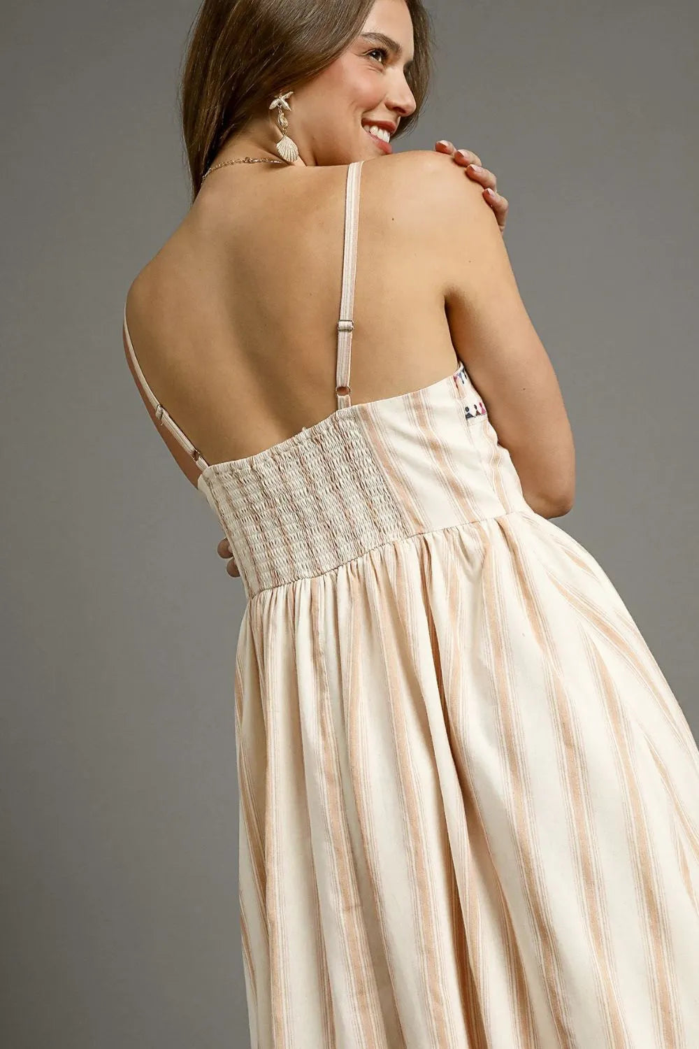 Umgee Striped Colorful Embroidered Trim Cami Dress - Blushé Belle