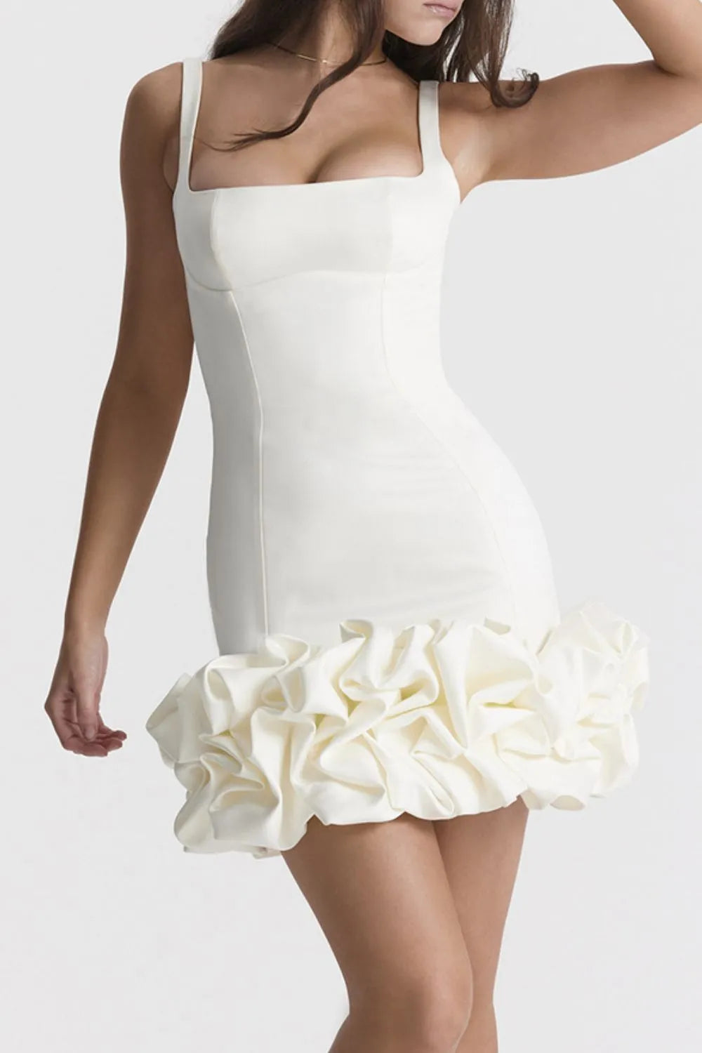 Ruched Square Neck Sleeve Mini Dress - Blushé Belle