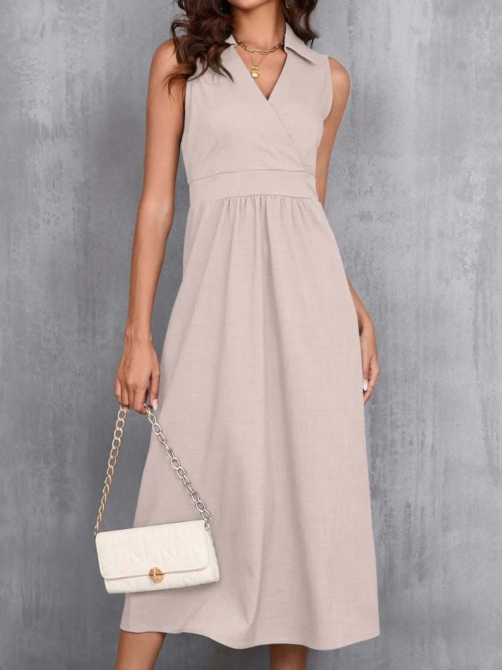 Ruched Sleeveless Midi Dress - Blushé Belle