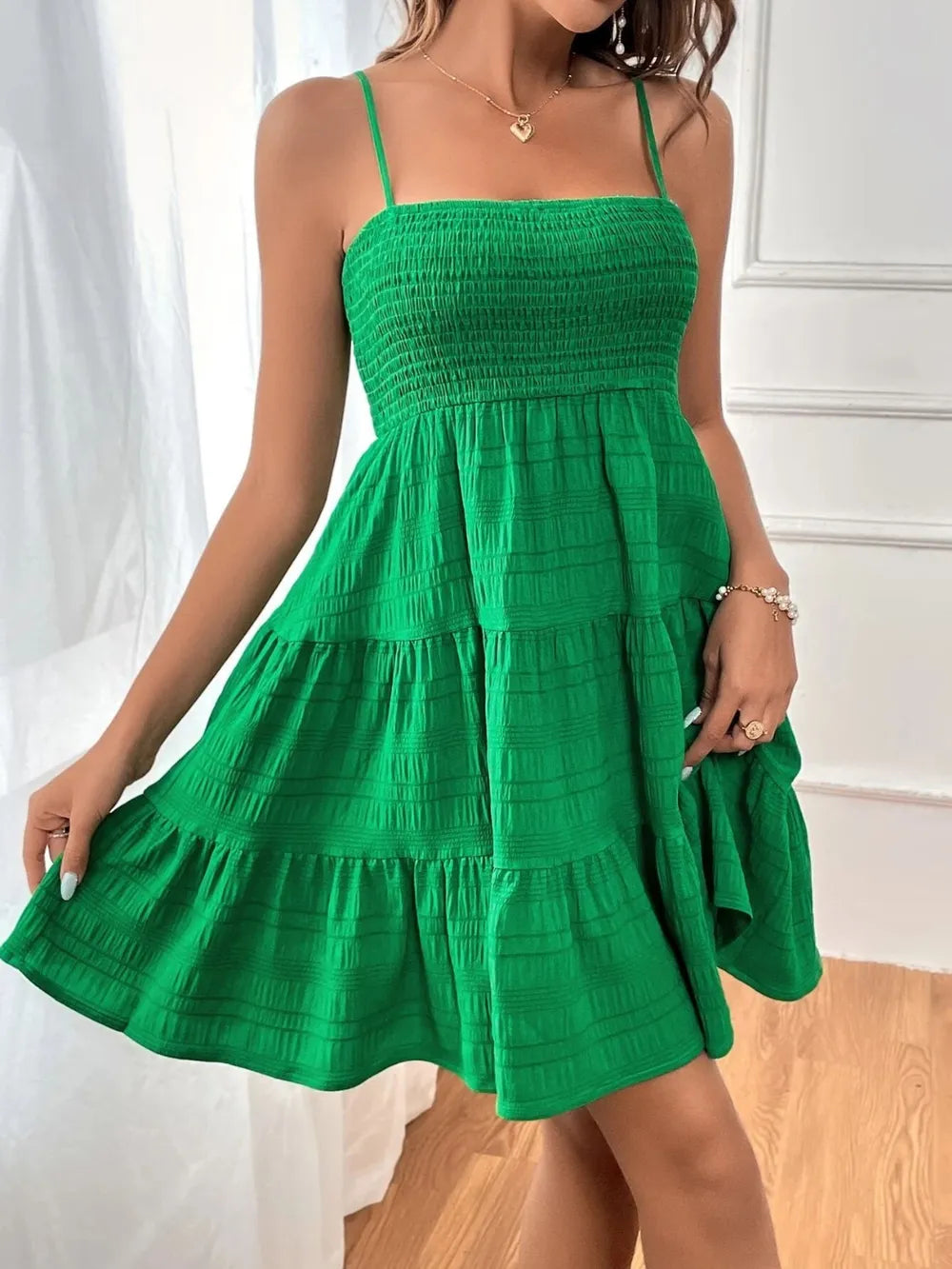 Tiered Smocked Square Neck Cami Dress - Blushé Belle