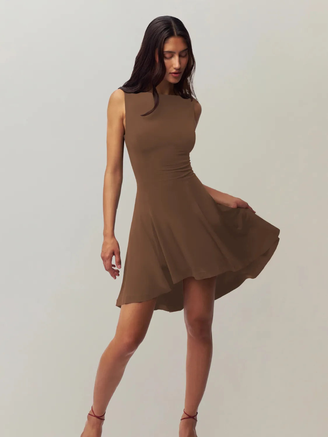 High-Low Round Neck Sleeveless Dress - Blushé Belle