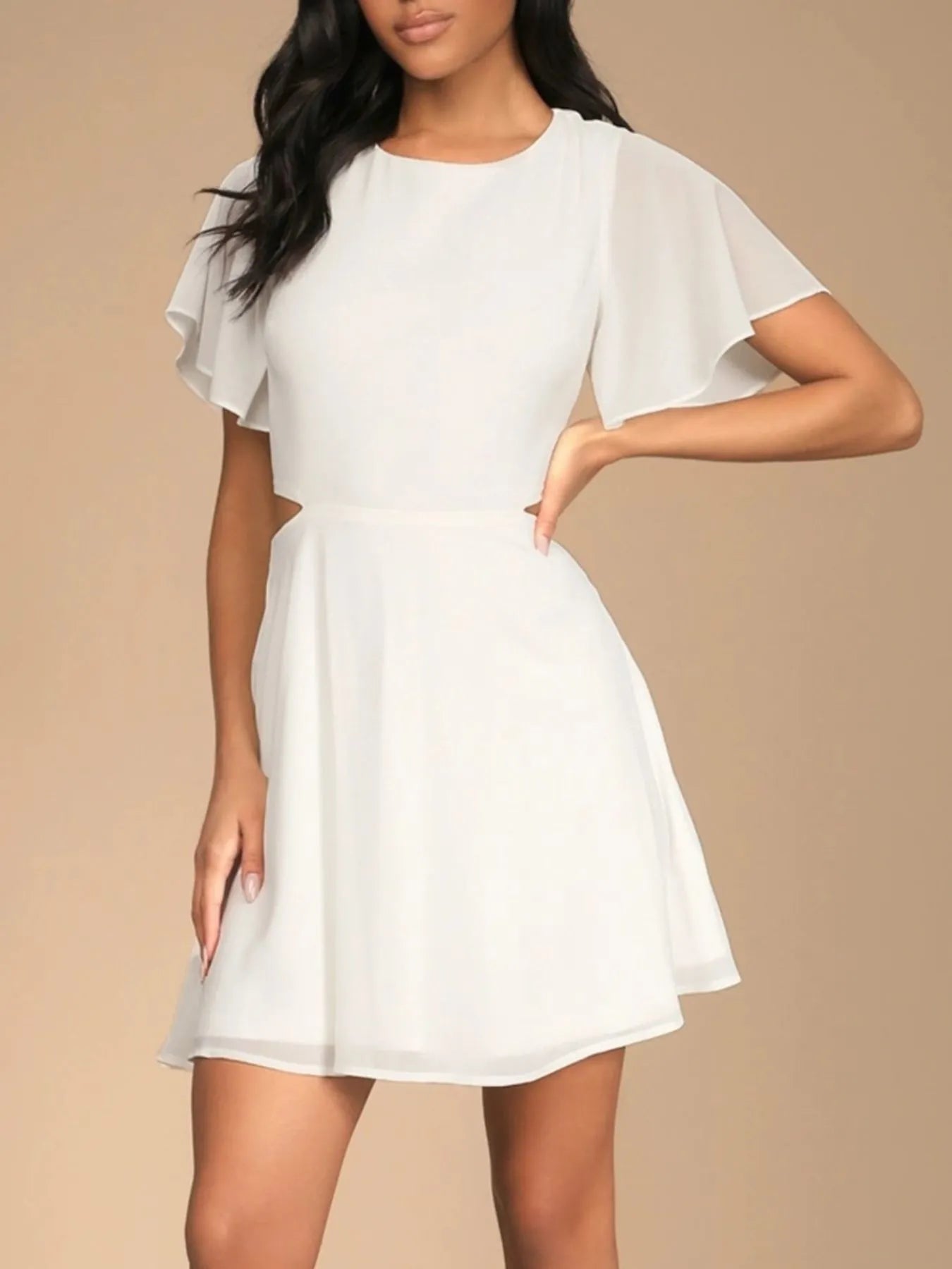 Cut-Out Flutter Sleeve Mini Dress - Blushé Belle