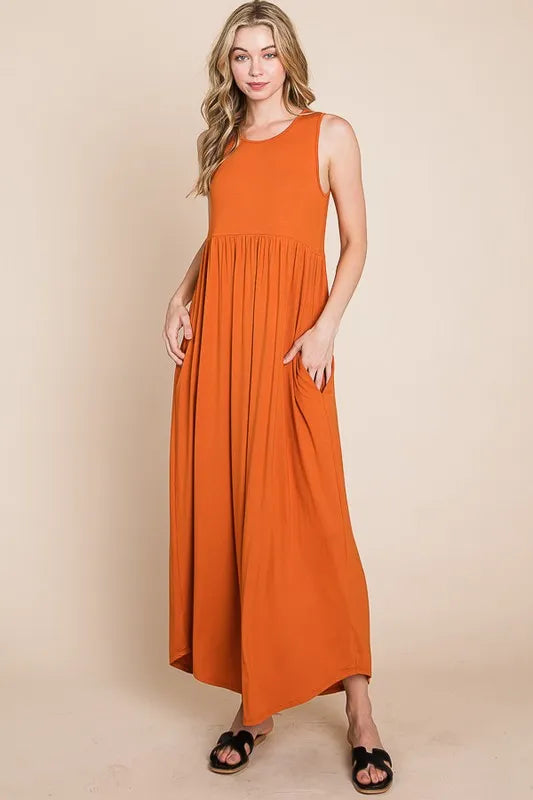 BOMBOM Sleeveless Maxi Dress with Pockets - Blushé Belle