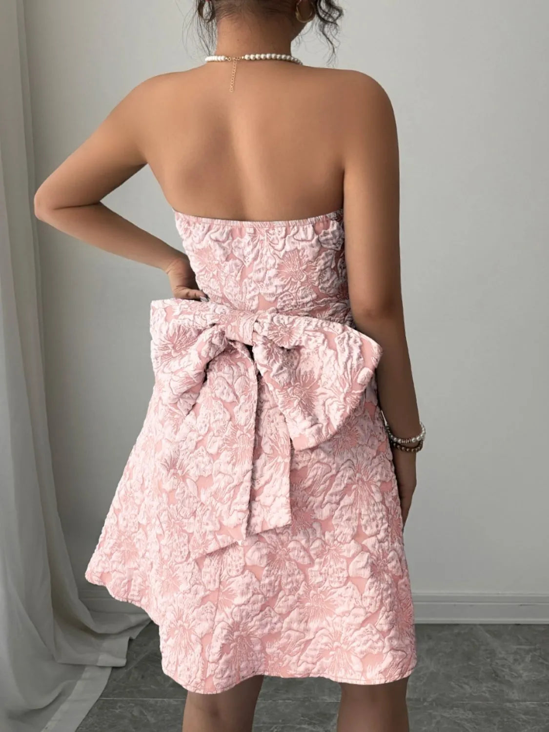 Bow Back Tube Mini Dress - Blushé Belle