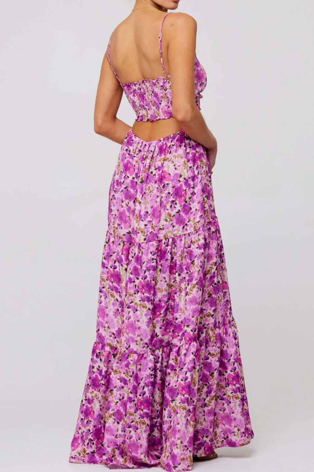 Floral Print Tie Front Tiered Maxi Dress - Blushé Belle