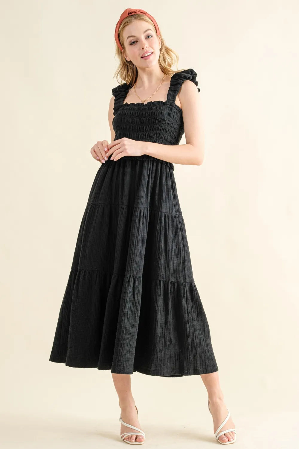And The Why Smocked Ruffled Tiered Dress - Blushé Belle
