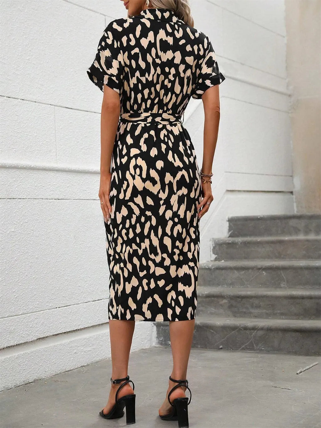 Short Sleeve Tie Waist Dress - Blushé Belle