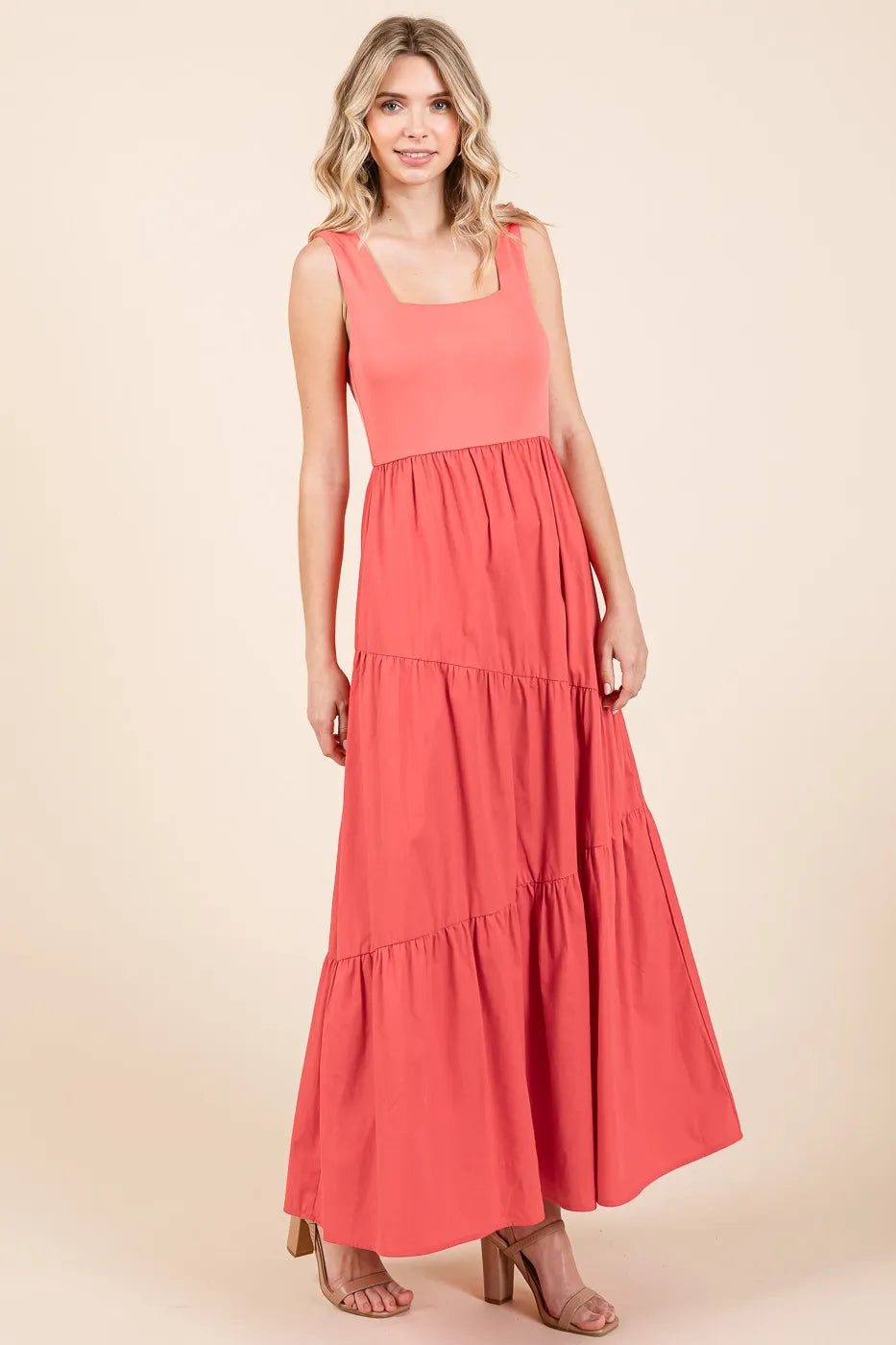 Mittoshop Mix Media Square Neck Maxi Dress - Blushé Belle