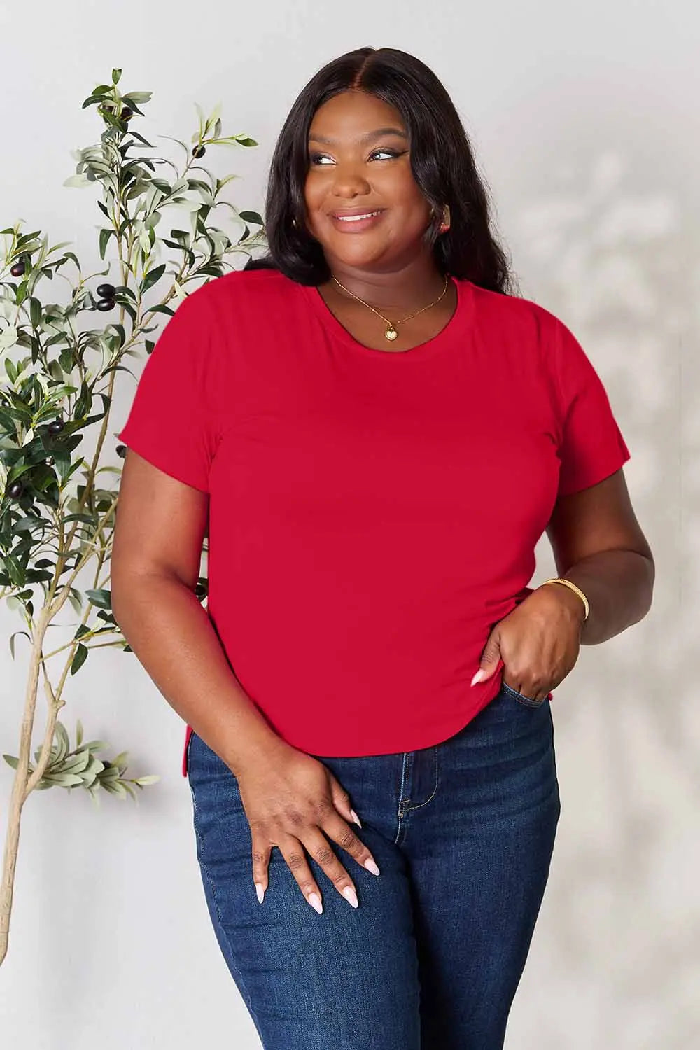 Basic Bae Full Size Round Neck Short Sleeve T-Shirt - Blushé Belle