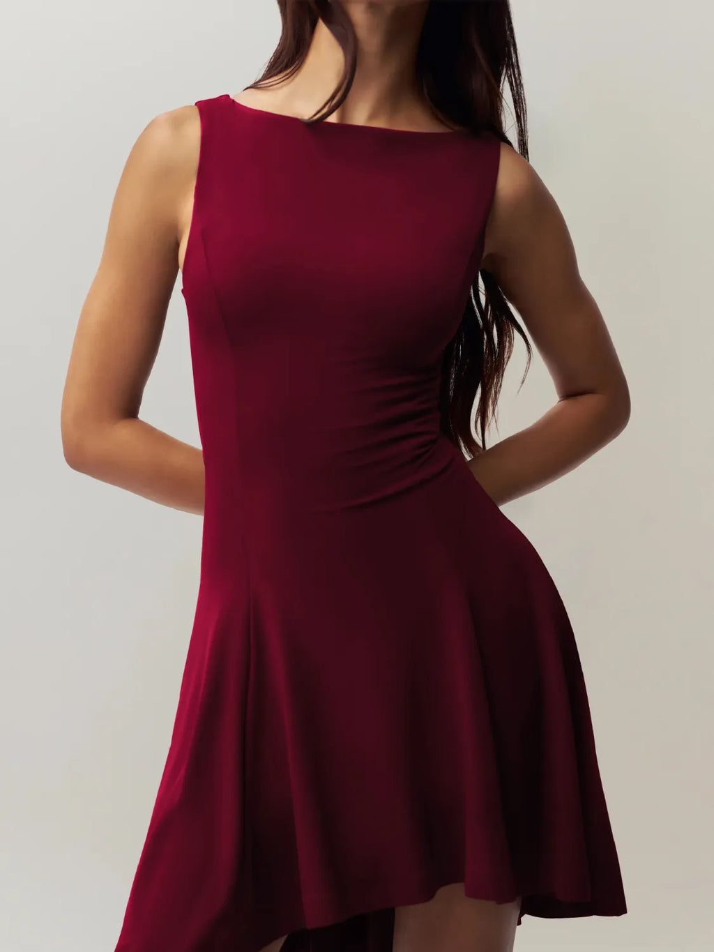 High-Low Round Neck Sleeveless Dress - Blushé Belle