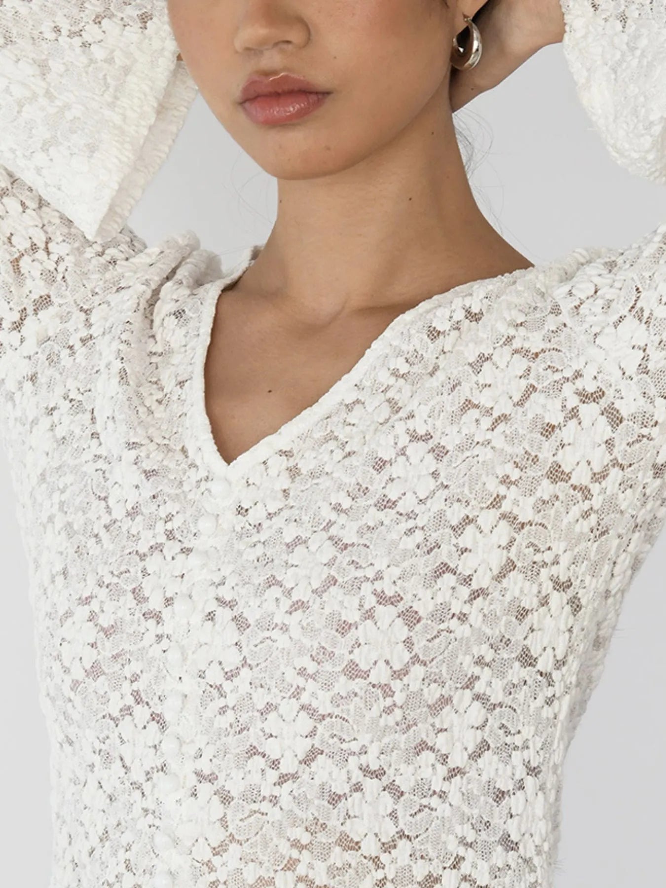 Lace V-Neck Flare Sleeve T-Shirt - Blushé Belle