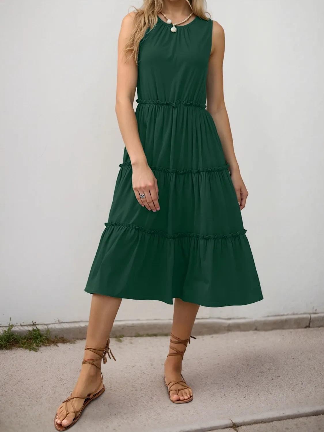 Frill Tiered Midi Dress - Blushé Belle