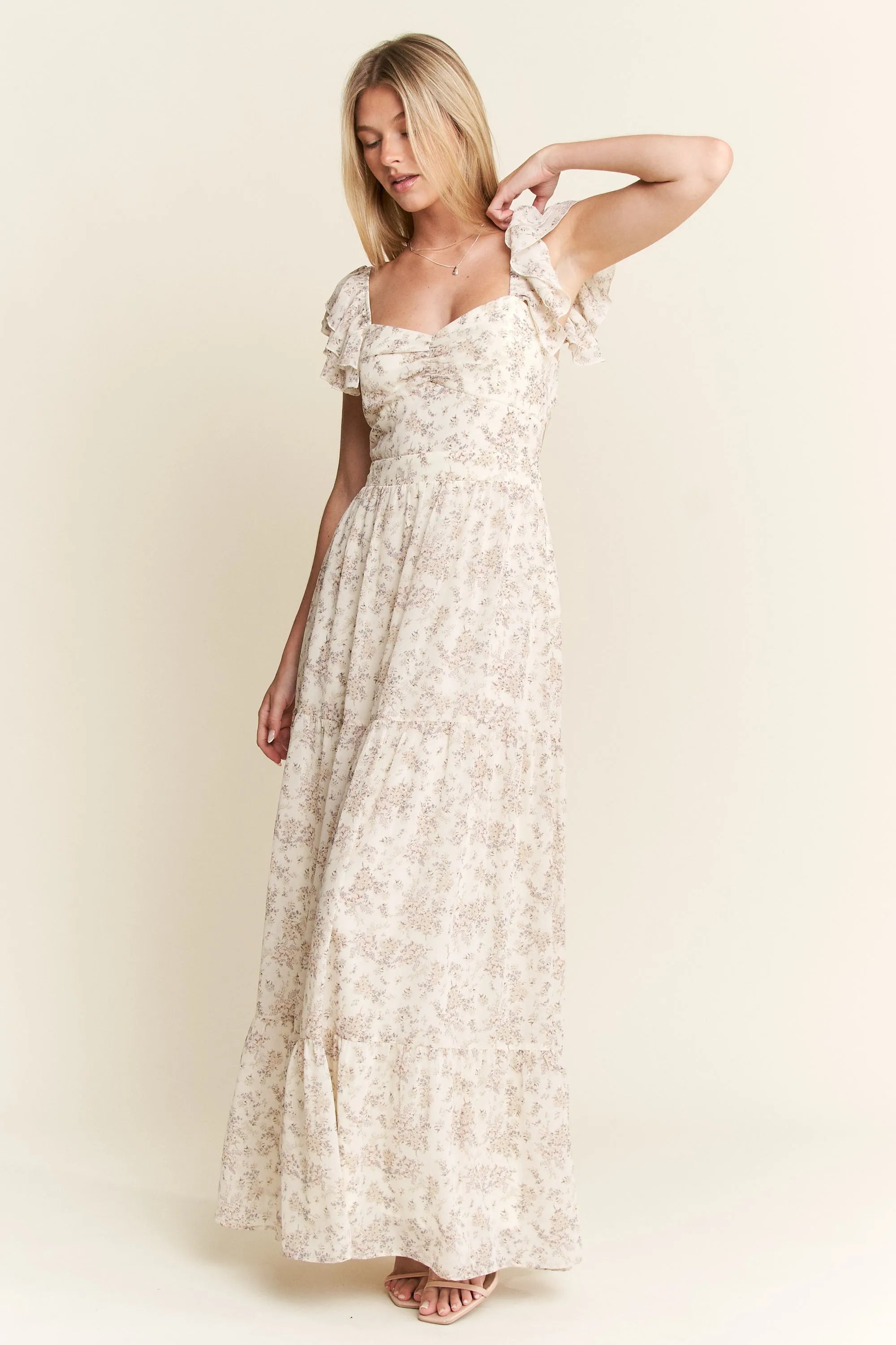 Jade By Jane Full Size Ruffle Sleeve Tiered Maxi Dress Plus Size - Blushé Belle
