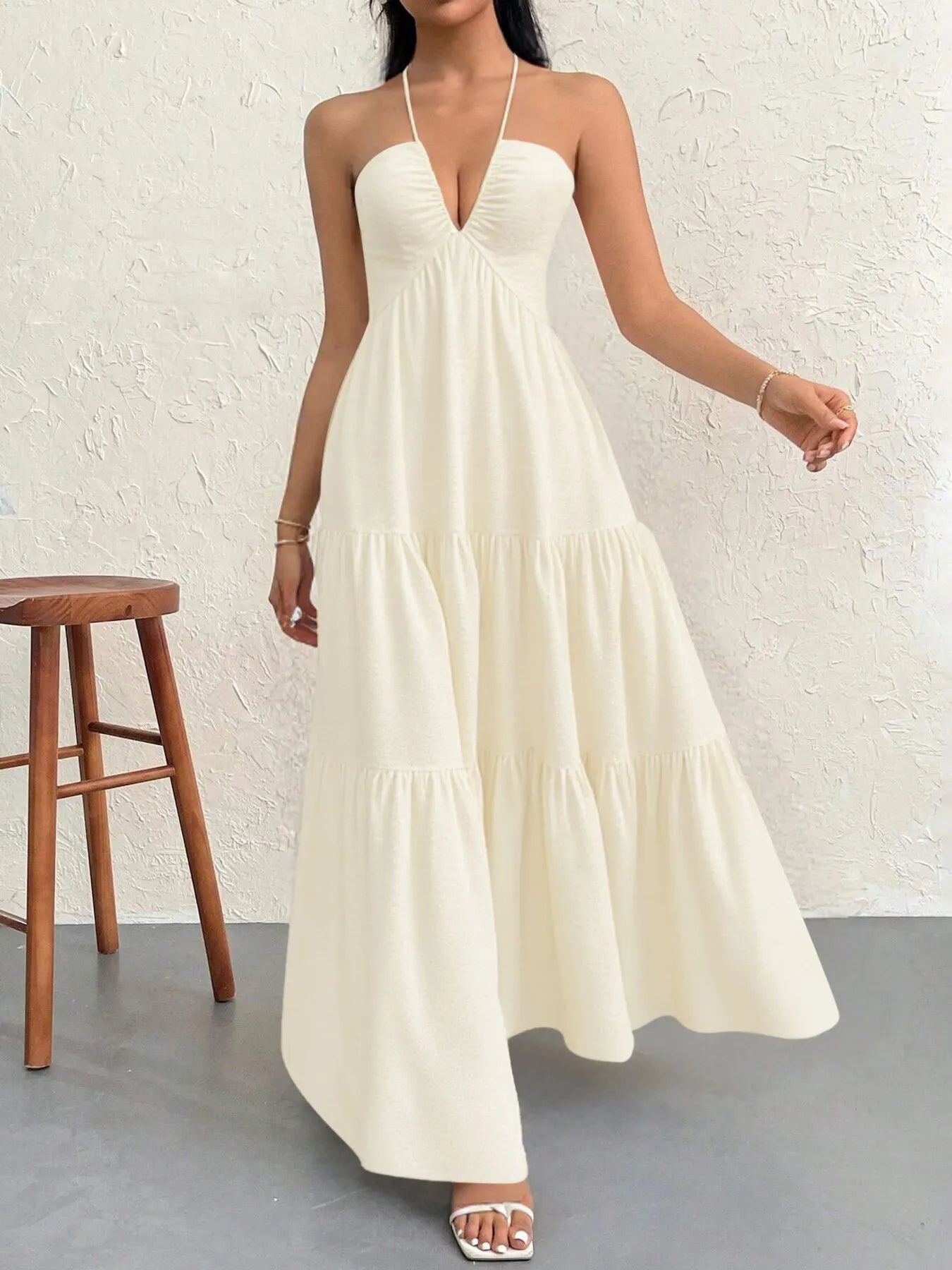 Halter Neck Tiered Maxi Dress - Blushé Belle