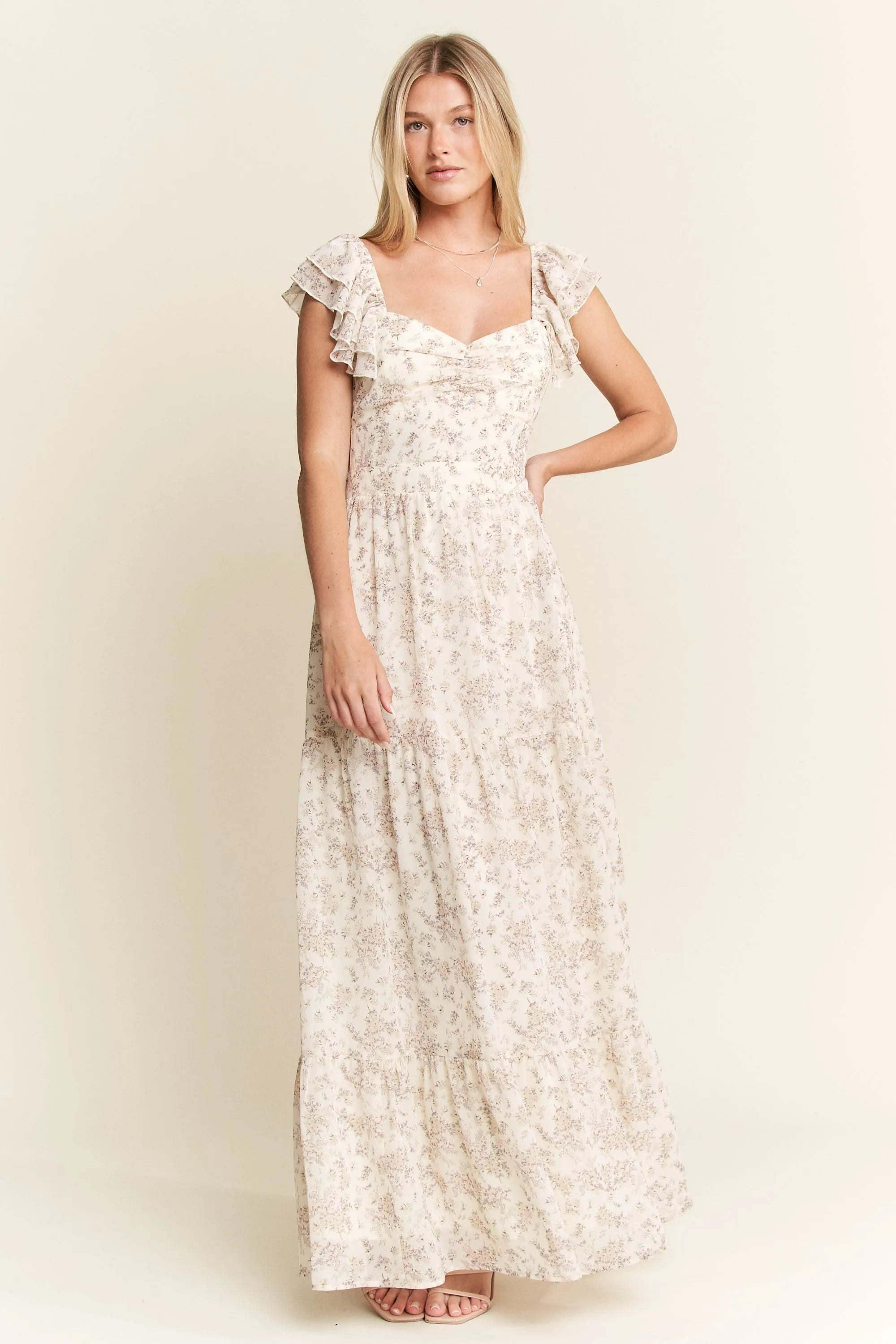 Jade By Jane Full Size Ruffle Sleeve Tiered Maxi Dress Plus Size - Blushé Belle