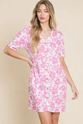 BOMBOM Floral Button Down Mini Dress - Blushé Belle