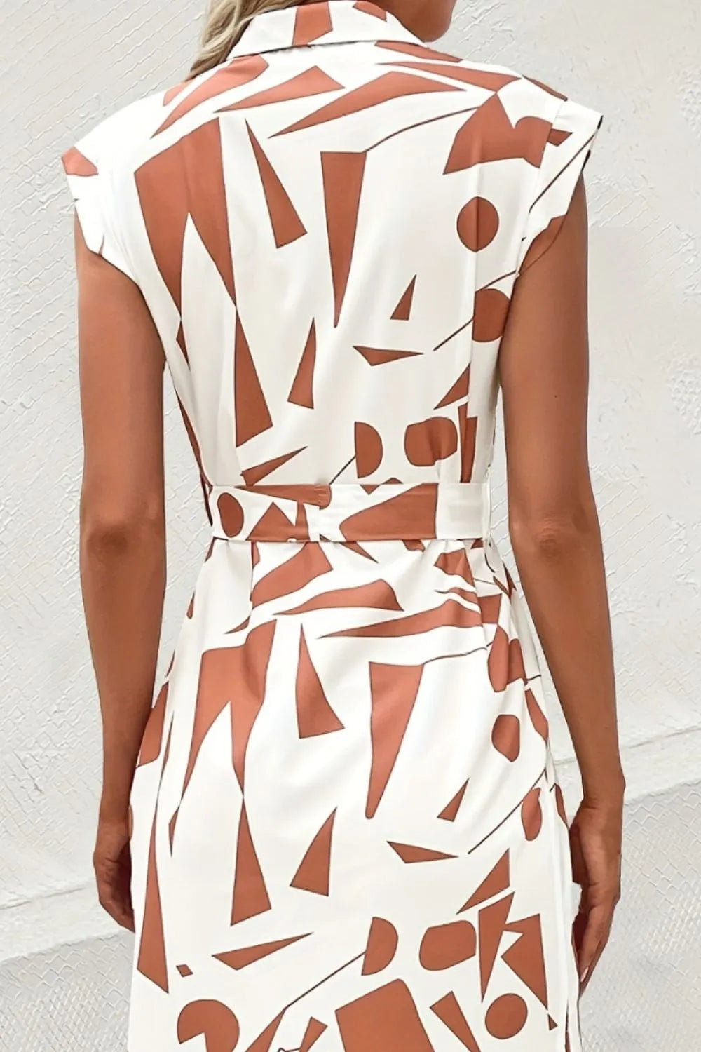 Printed Cap Sleeve Tie Waist Dress - Blushé Belle