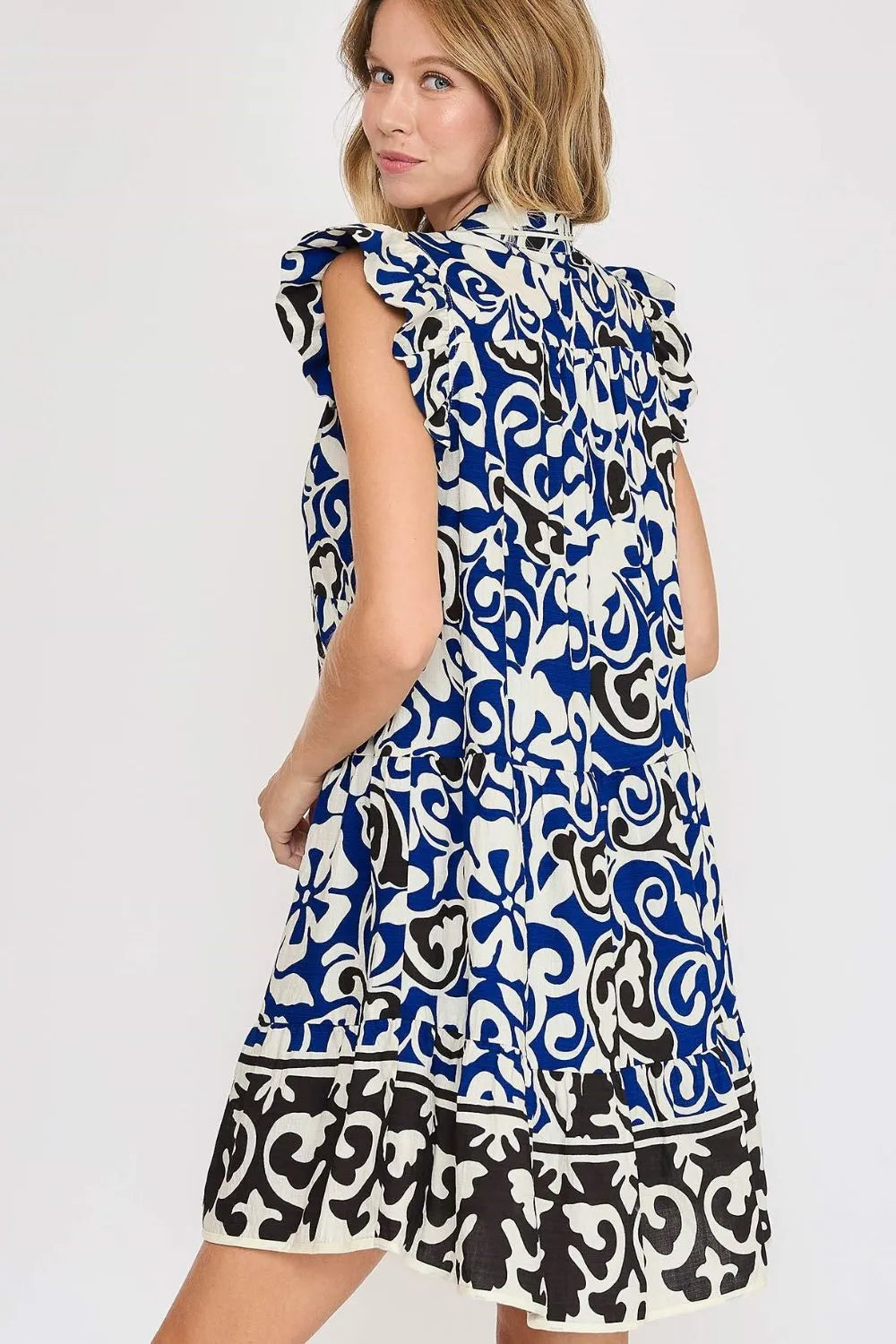 Umgee Floral Ruffled Cap Sleeve Tiered Dress - Blushé Belle