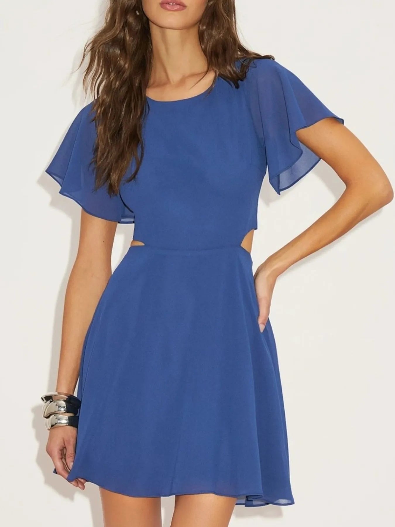Cut-Out Flutter Sleeve Mini Dress - Blushé Belle