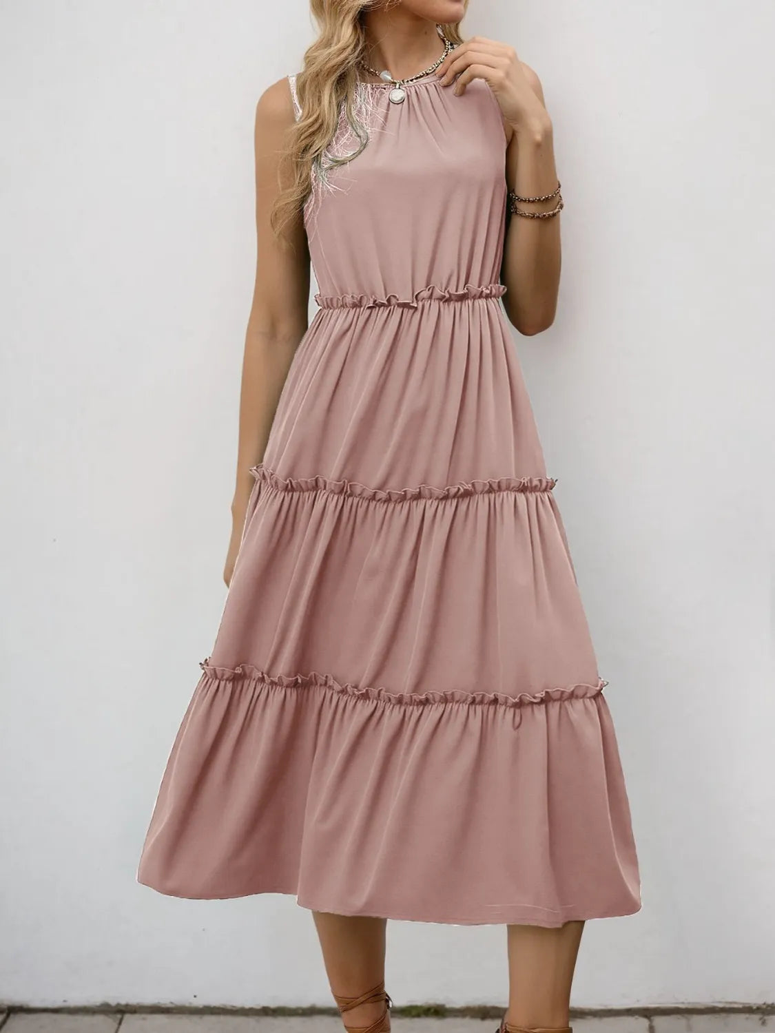 Frill Tiered Midi Dress - Blushé Belle