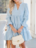 Striped Tiered Flounce Sleeve Shirt Dress - Blushé Belle