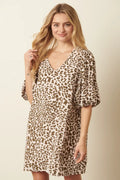 Mittoshop Animal Print Puff Sleeve Mini Dress - Blushé Belle