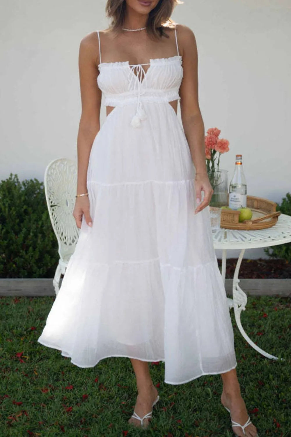 Cutout Square Neck Midi Cami Dress - Blushé Belle